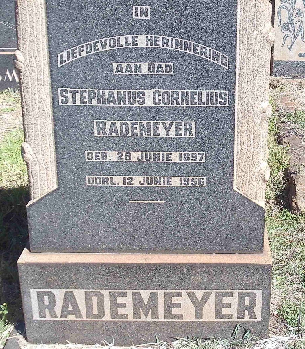 RADEMEYER Stephanus Cornelius 1897-1956