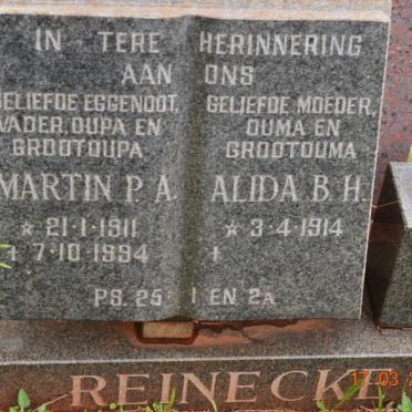 REINECKE Martin P.A. 1911-1994 &amp; Alida B.H. 1914-