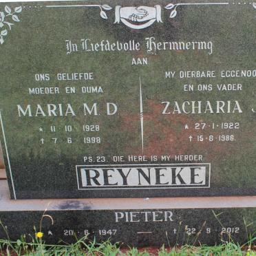 REYNEKE Zacharia J. 1922-1986 &amp; Maria M.D. 1928-1998 :: REYNEKE Pieter 1947-2012