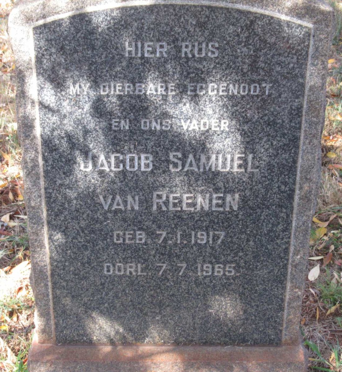 REENEN Jacob Samuel, van 1917-1965