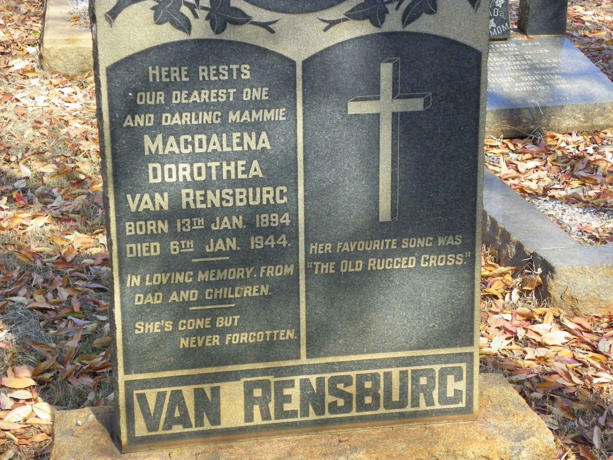 RENSBURG Magdalena Dorothea, van 1894-1944