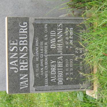 RENSBURG David Johannes, Janse van 1929-2015 &amp; Audrey Dorothea 1937-1993
