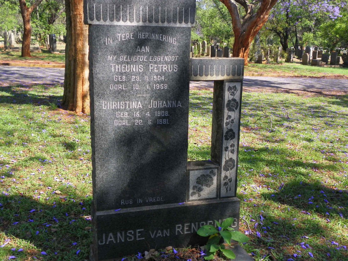 RENSBURG Theunis Petrus, Janse van 1904-1958 &amp; Christina Johanna 1908-1981