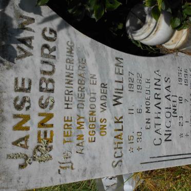 RENSBURG Schalk Willem, Janse van 1927-1982 &amp; Catharina Nicolaas NEL 1932-1996