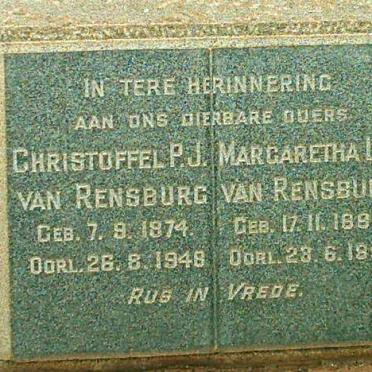 RENSBURG Christoffel P.J., van 1874-1948 &amp; Margaretha L.J. 1888-1952