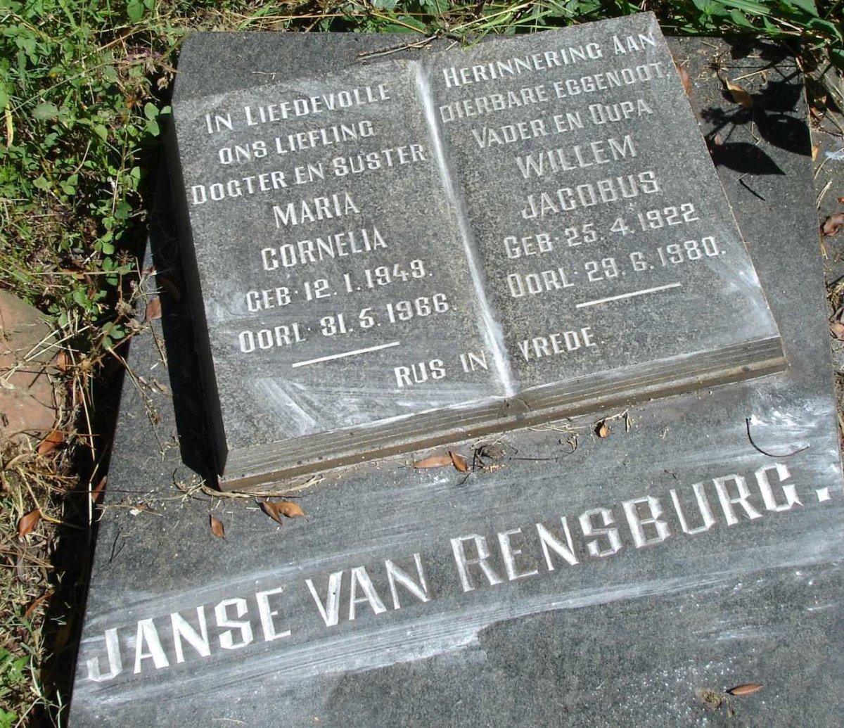 RENSBURG Willem Jacobus, Janse van 1922-1980 :: JANSE VAN RENSBURG Maria Cornelia 1949-1966