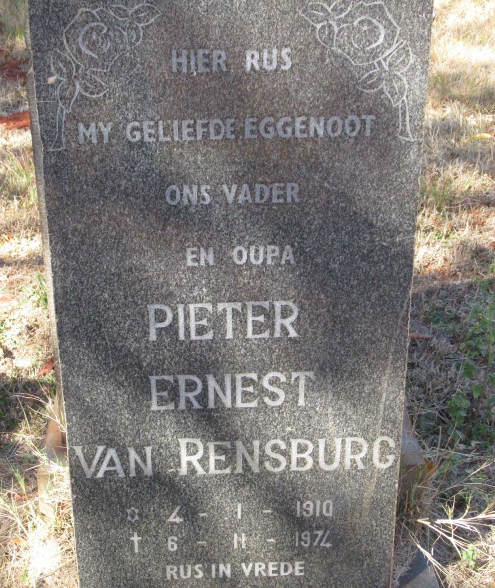 RENSBURG Pieter Ernest, van 1910-1974