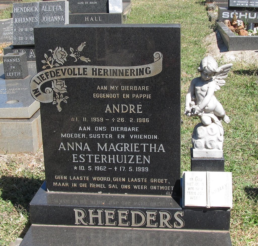 RHEEDERS André 1959-1986 &amp; Anna Magrietha ESTERHUIZEN 1962-1999