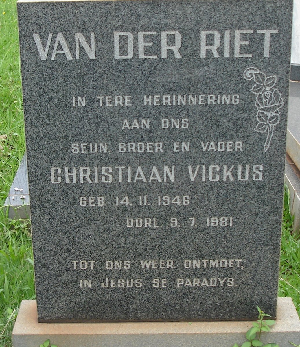 RIET Christiaan Vickus, van der 1946-1981
