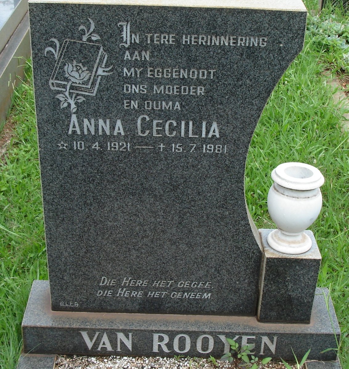 ROOYEN Anna Cecilia, van 1921-1981
