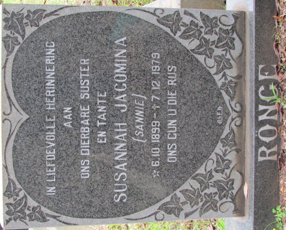 RONGE Susannah Jacomina 1899-1979