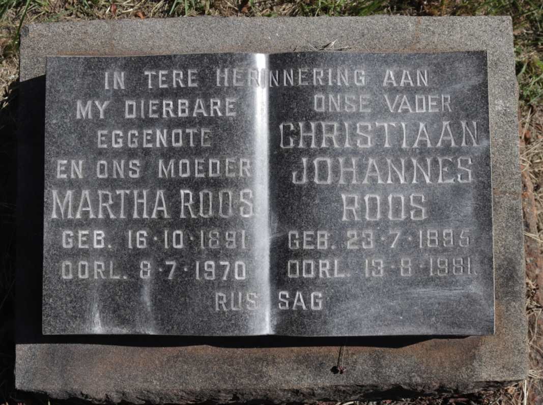 ROOS Christiaan Johannes 1895-1981 &amp; Martha 1891-1970