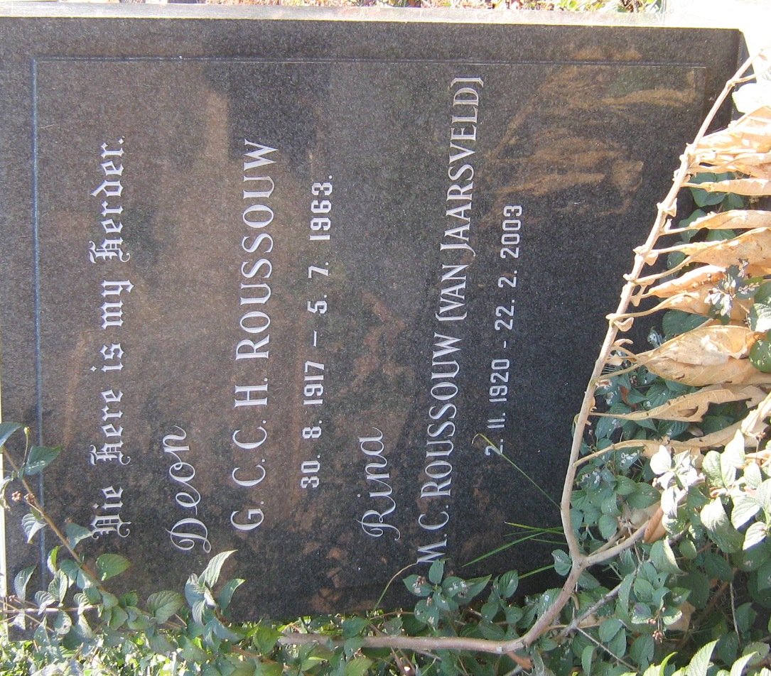 ROUSSOUW G.C.C.H. 1917-1963 &amp; M.C. VAN JAARSVELD 1920-2003