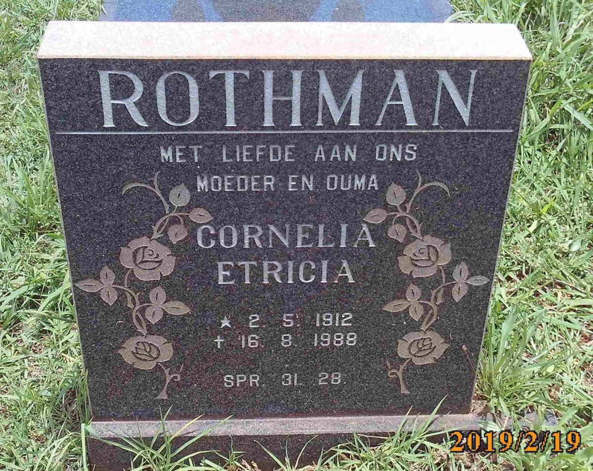 ROTHMAN Cornelia Etricia 1912-1988