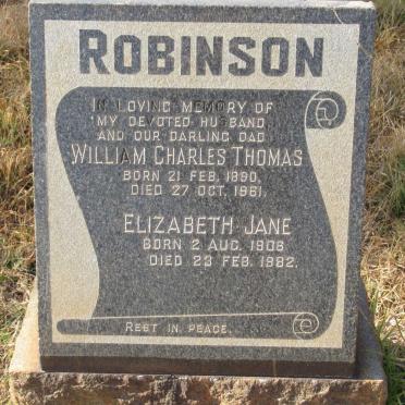 ROBINSON William Charles Thomas 1890-1961 :: ROBINSON Elizabeth Jane  1906-1982