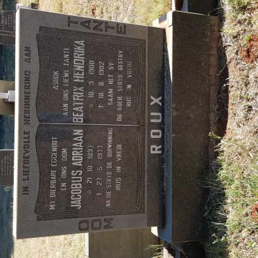 ROUX Jacobus Adriaan 1897-1977 &amp; Beatrix Hendrika 1900-1982