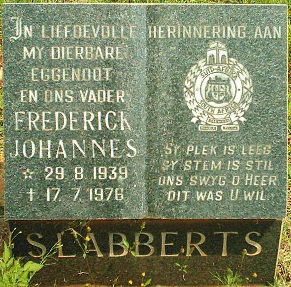 SLABBERTS Frederick Johannes 1939-1976
