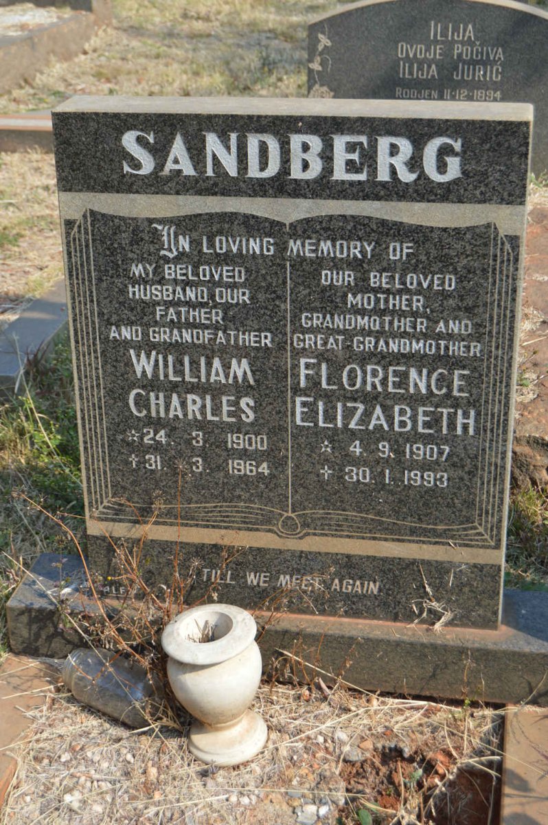 SANDBERG William Charles 1900-1964 &amp; Florence Elizabeth 1907-1993