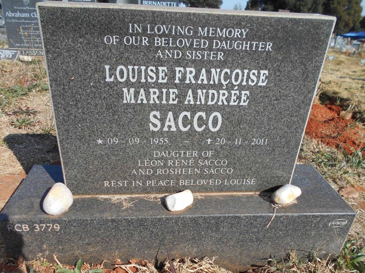 SACCO Louise Francoise Marie Andree 1955-2011