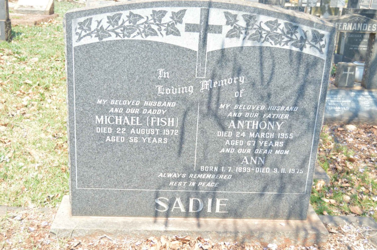 SADIE Anthony -1955 &amp; Ann 1899-1975 :: SADIE Michael -1972