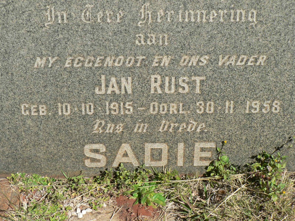 SADIE Jan Rust 1915-1958
