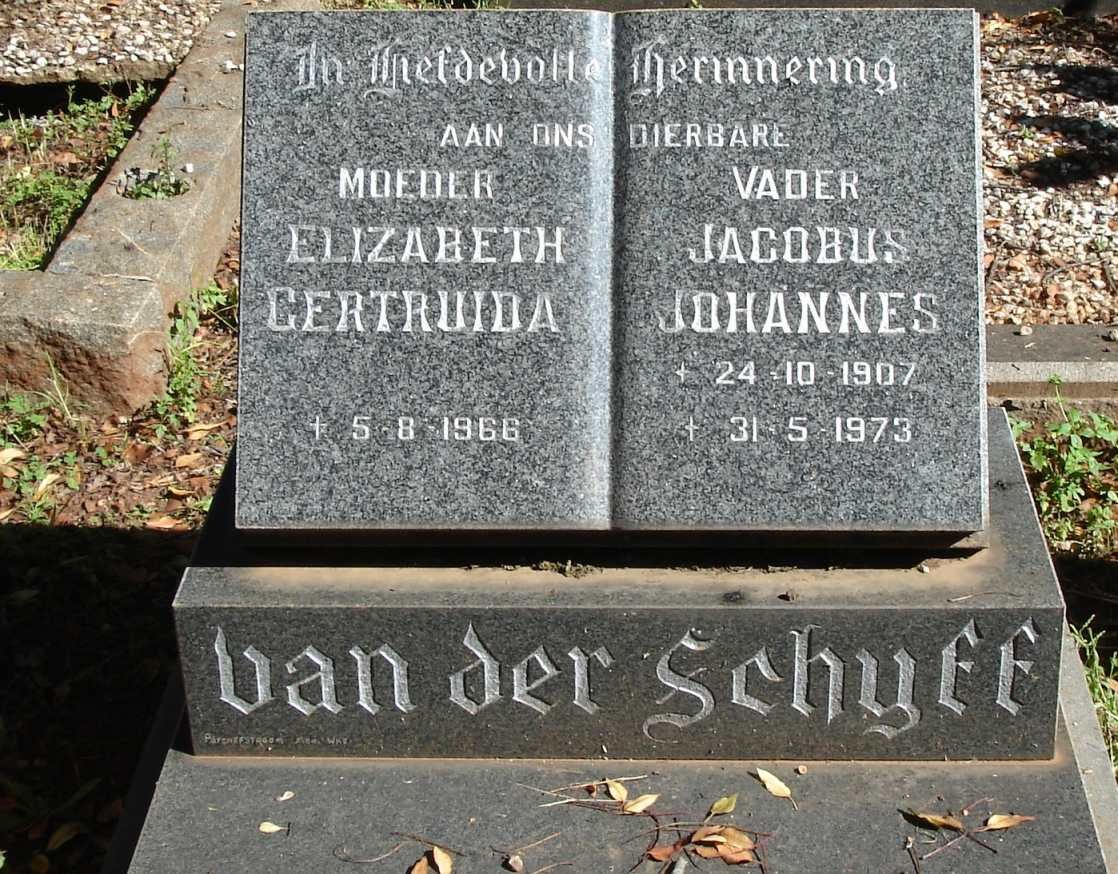SCHYFF Jacobus Johannes, van der 1907-1973 &amp; Elizabeth Gertruida -1966