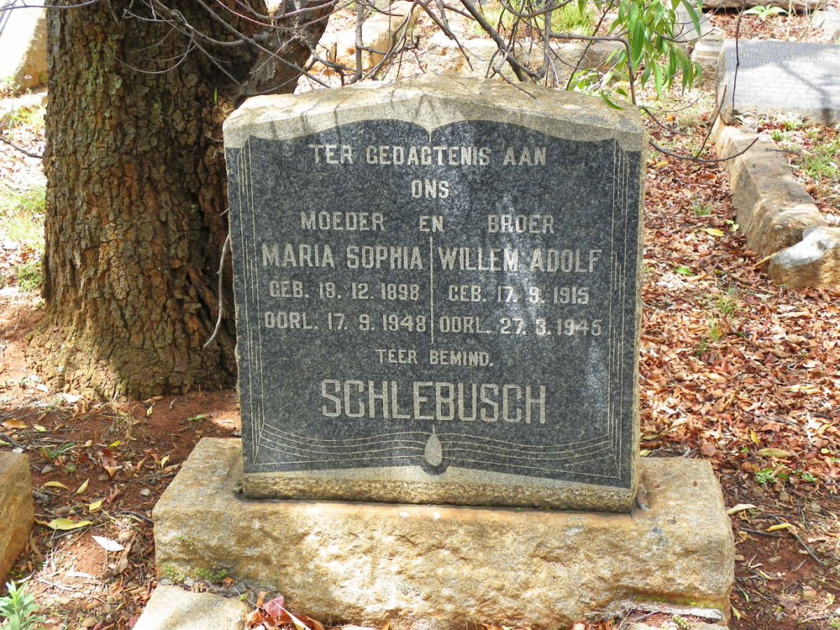 SCHLEBUSCH Maria Sophia 1898-1948 :: SCHLEBUSCH Willem Adolf 1915-1945
