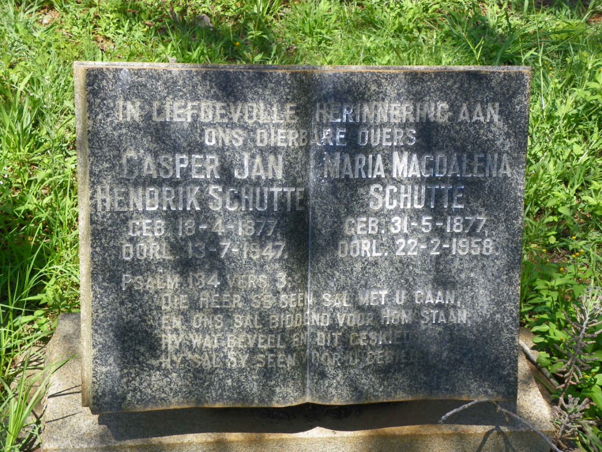 SCHUTTE Casper Jan Hendrik 1877-1947 &amp; Maria Magdalena 1877-1958
