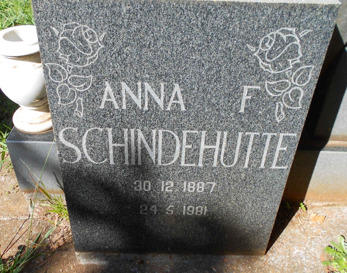 SCHINDEHUTTE Anna F. 1887-1981