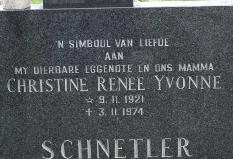 SCHNETLER Christine Renee Yvonne 1921-1974