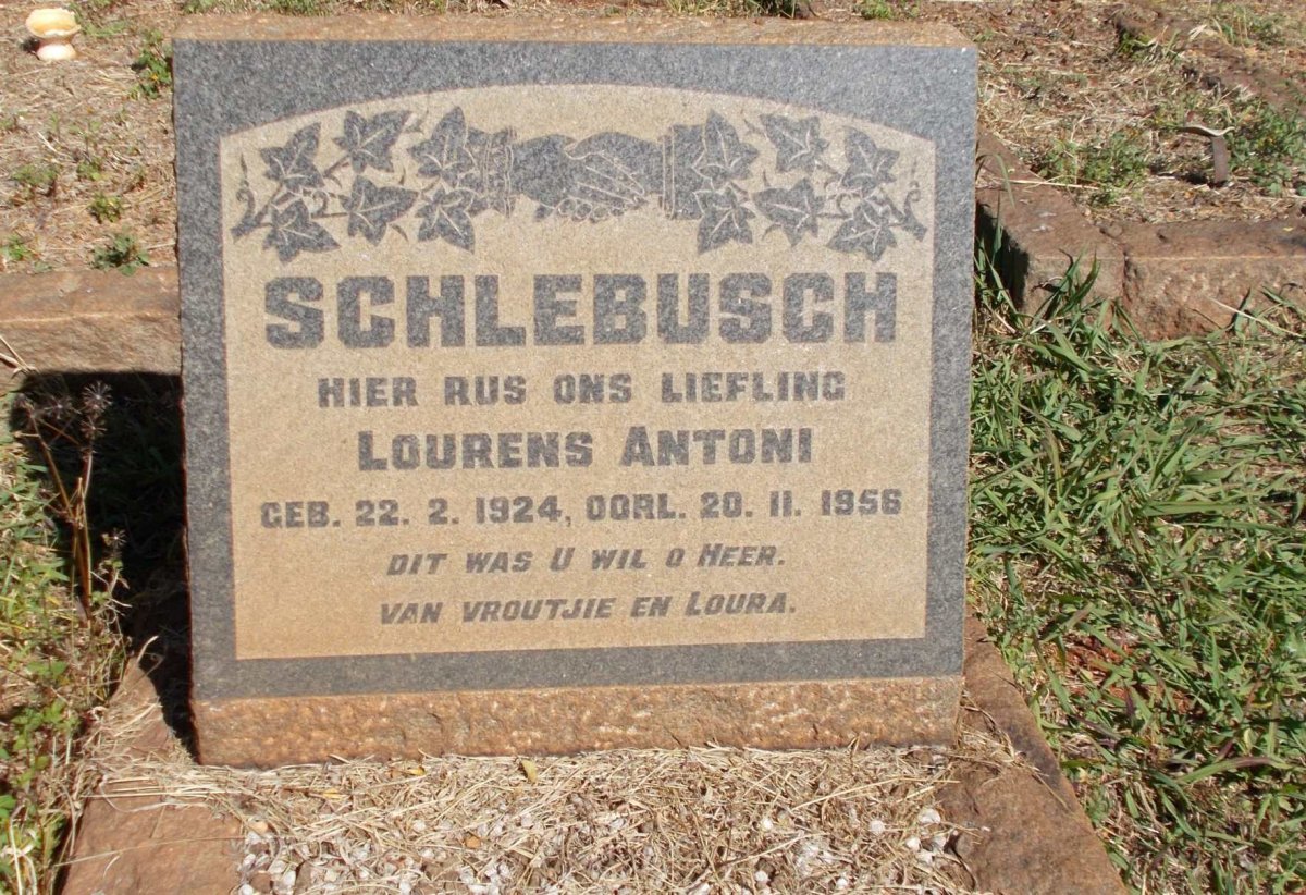 SCHLEBUSCH Lourens Antoni 1924-1956