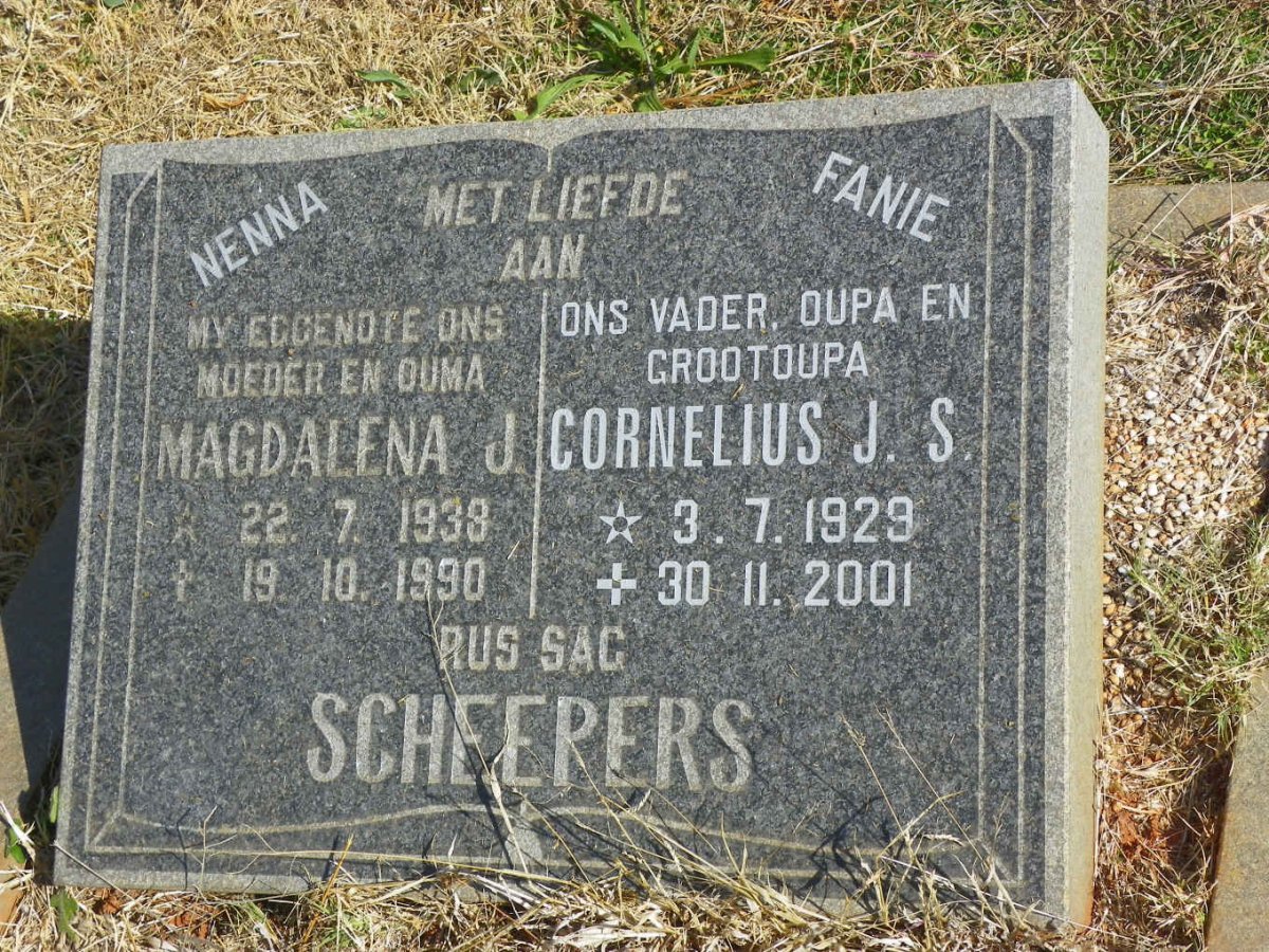 SCHEEPERS Cornelius J.S. 1929-2001 &amp; Magdalena J. 1938-1990