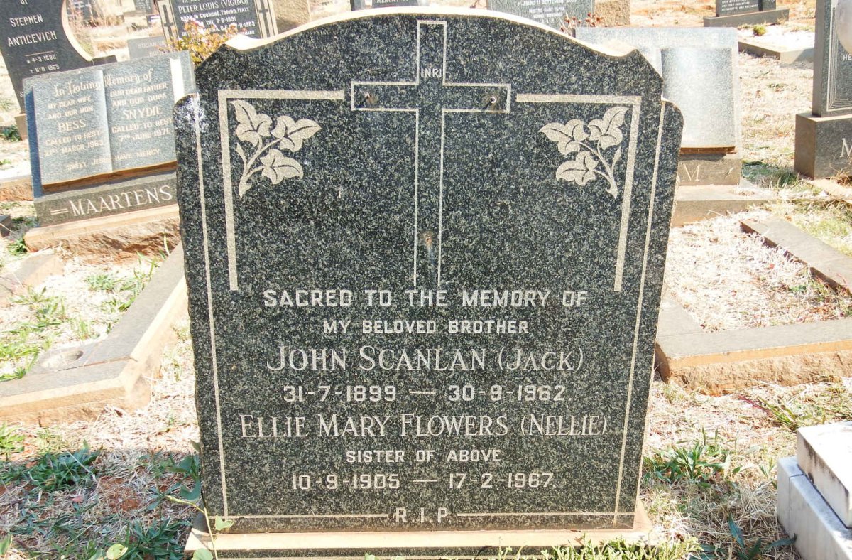 SCANLAN John 1899-1962 ::  FLOWERS Ellie Mary 1905-1967