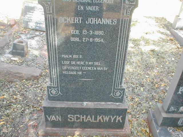 SCHALKWYK Ockert Johannes, van 1880-1954