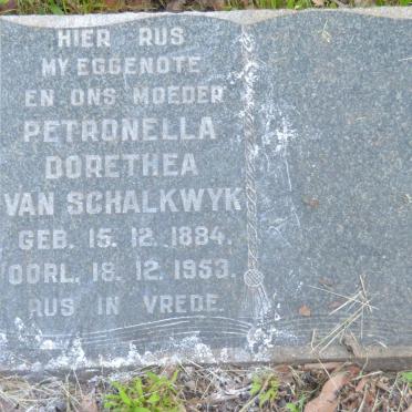 SCHALKWYK Petronella Dorethea, van 1884-1953