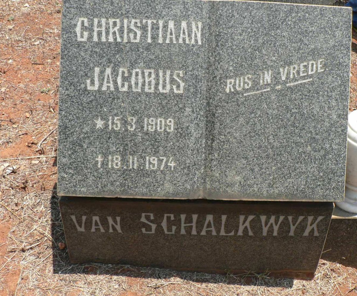 SCHALKWYK Christiaan Jacobus, van 1909-1974