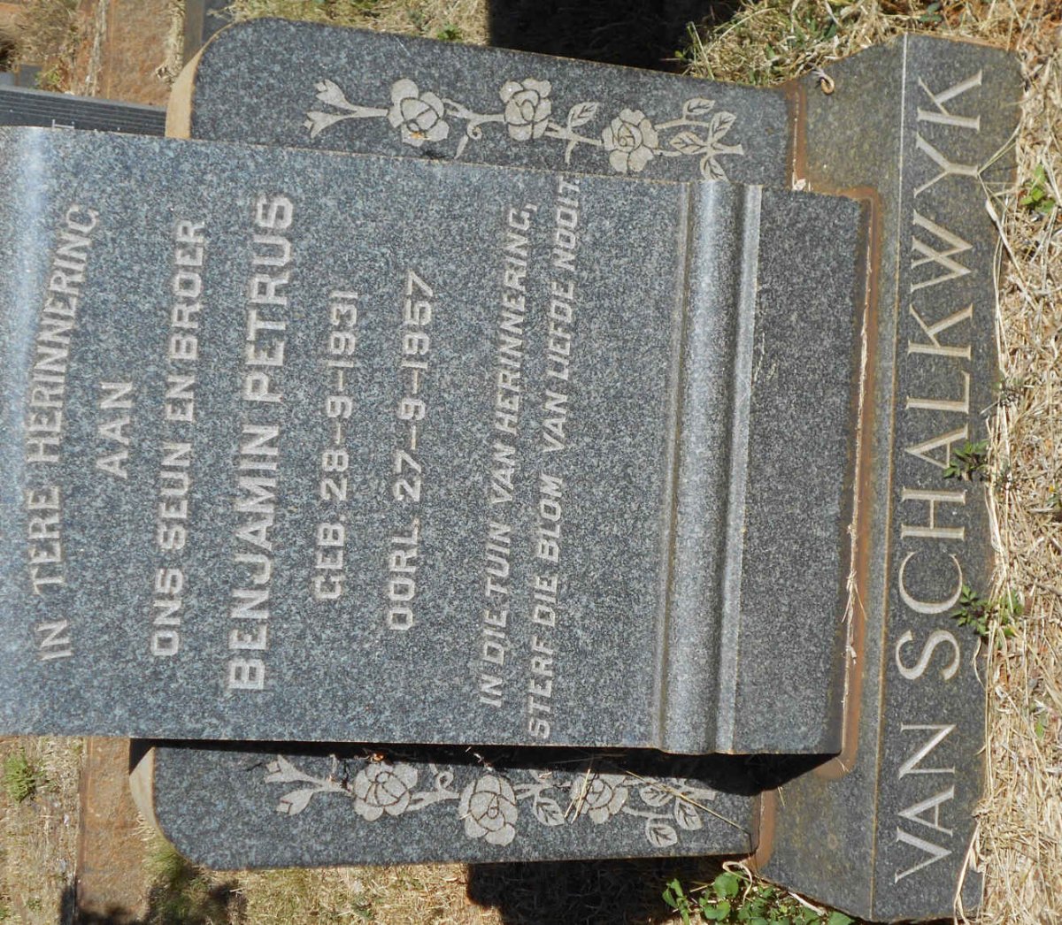 SCHALKWYK Benjamin Petrus, van 1931-1957