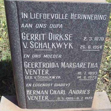 SCHALKWYK Gerrit Dirkse, v. 1870-1954