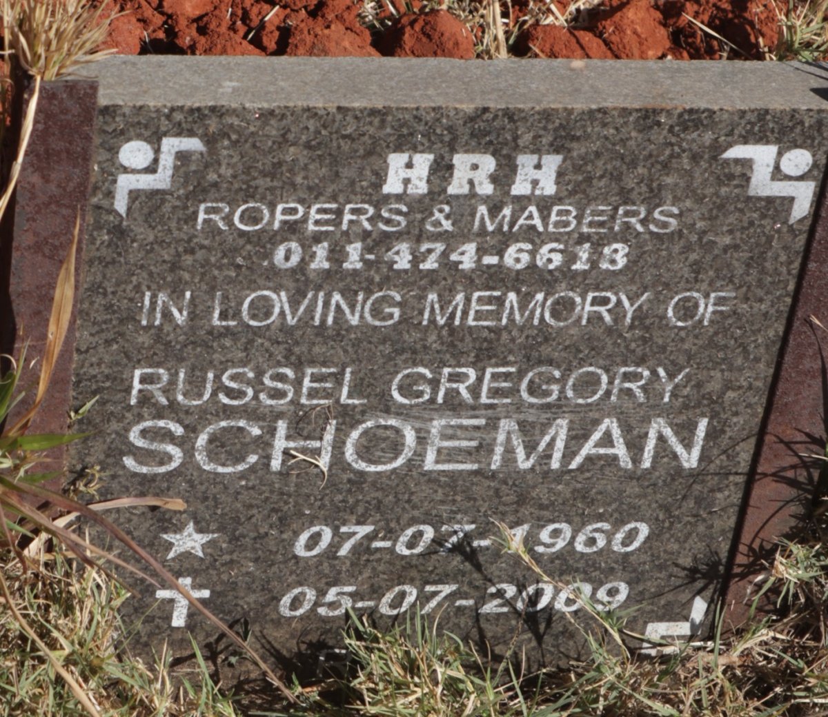 SCHOEMAN Russel Gregory 1960-2009