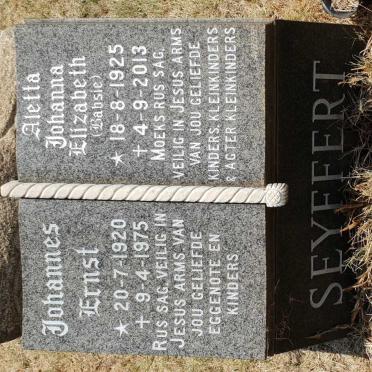 SEYFFERT Johannes Ernst 1920-1975 &amp; Aletta Johanna Elizabeth 1925-2013