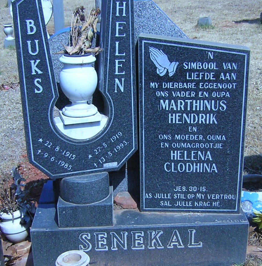 SENEKAL Marthinus Hendrik 1915-1985 &amp; Helena Clodhina 1919-1993