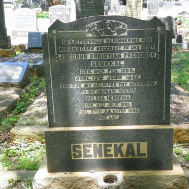 SENEKAL Jacobus Christian Frederick 1885-1942 &amp; Helena Hendrina 1898-1958