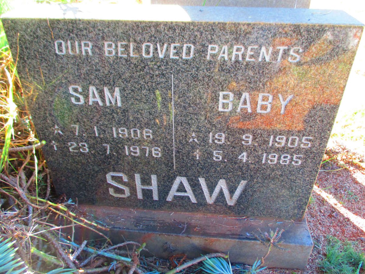SHAW Sam 1906-1976 &amp; Baby 1905-1985