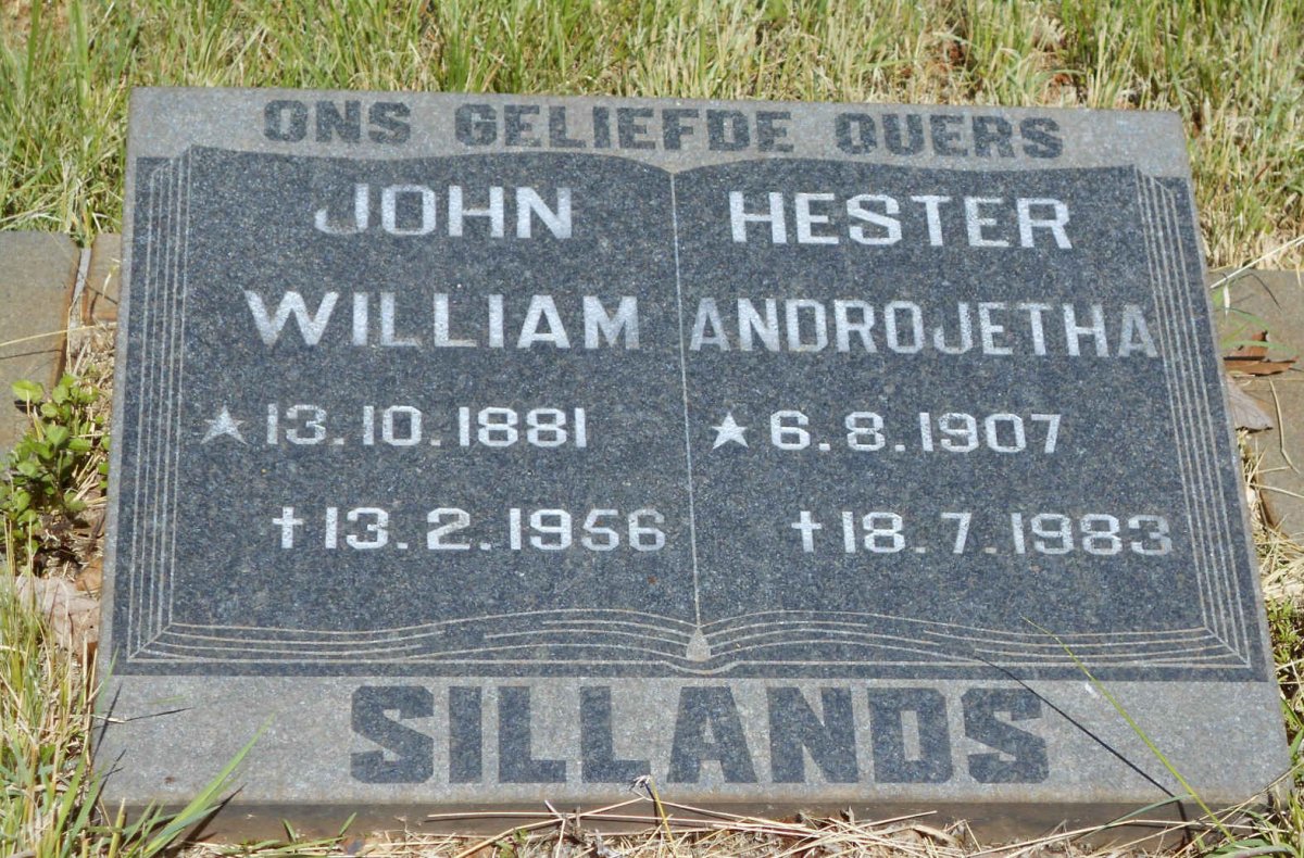 SILLANDS John William 1881-1956 &amp; Hester Androjetha 1907-1983