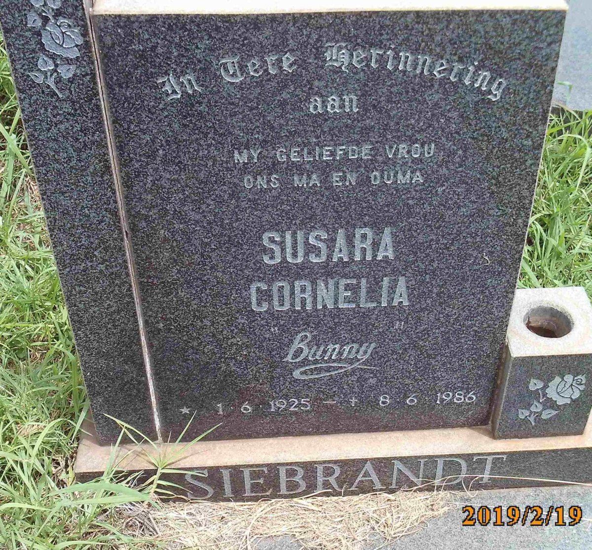SIEBRANDT Susara Cornelia 1925-1986