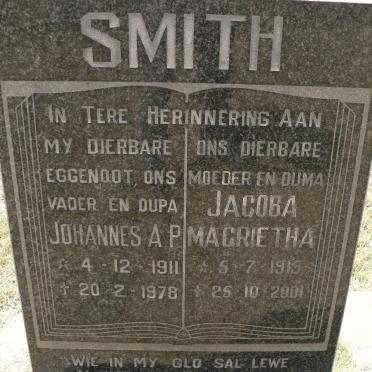 SMITH Johannes A.P. 1911-1978 &amp; Jacoba Margrietha 1915-2001
