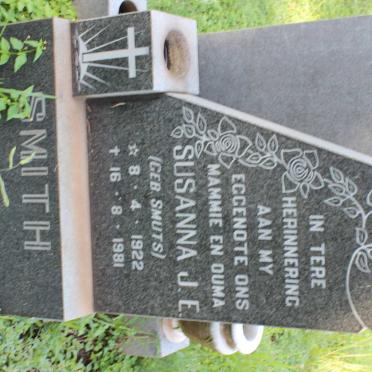 SMITH Susanna J.E. nee SMUTS 1922-1981