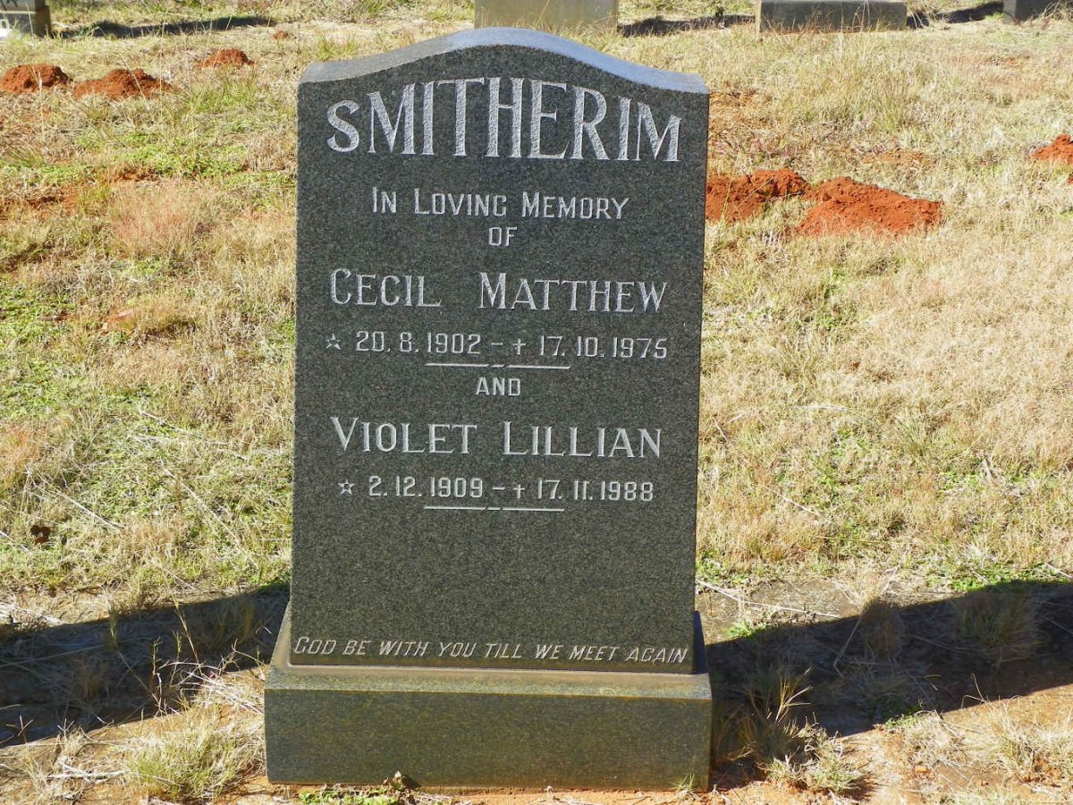 SMITHERIM Cecil Matthew 1902-1975 &amp; Violet Lillian 1909-1988