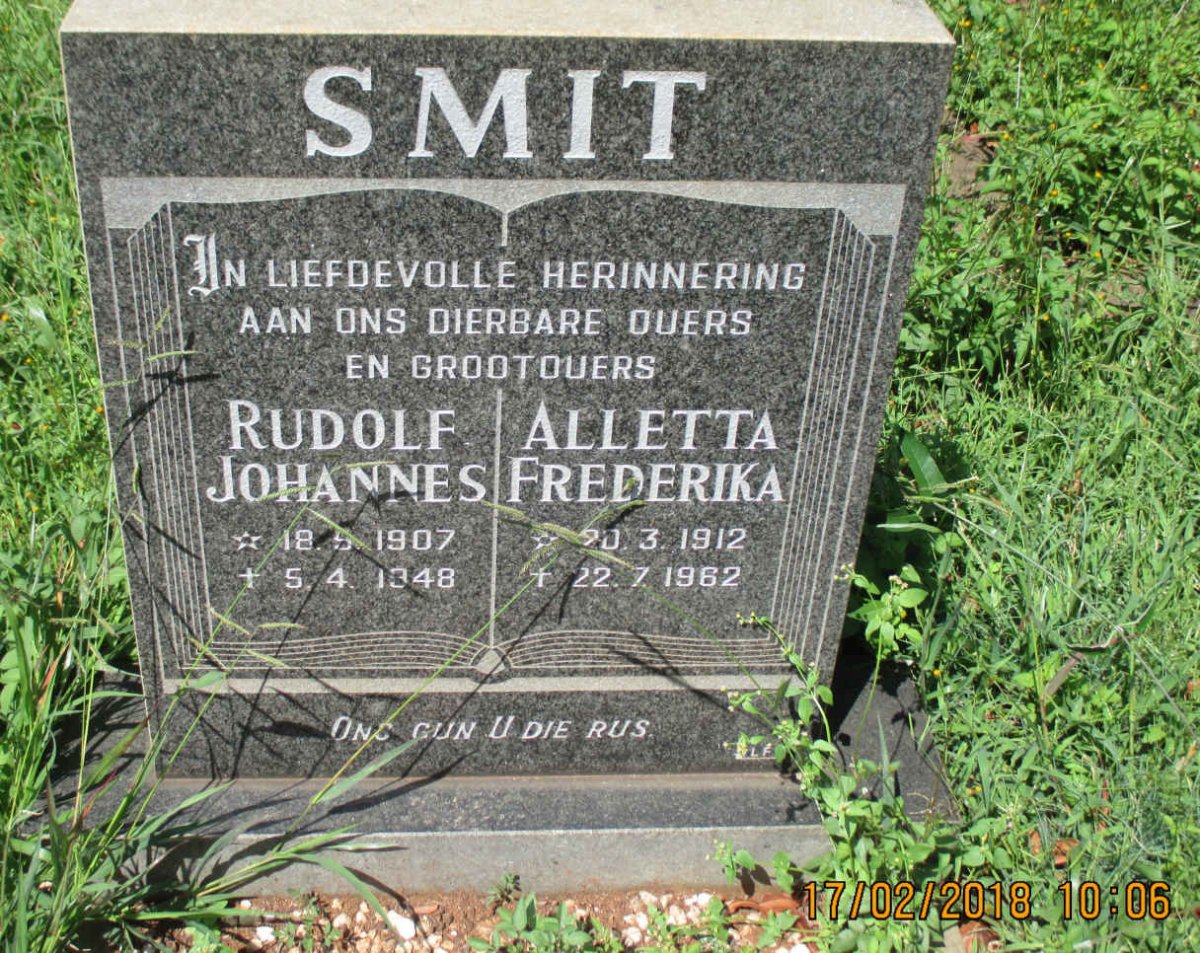 SMIT Rudolf Johannes 1907-1948 &amp; Alletta Frederika 1912-1962