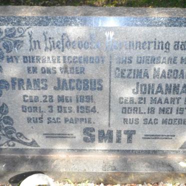 SMIT Frans Jacobus 1891-1954 &amp; Gezina Magdalena Johanna 1891-1974